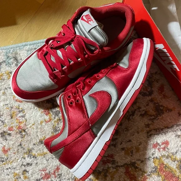 Nike Dunk Crimson and Silver Shoes - Picture 2 of 5